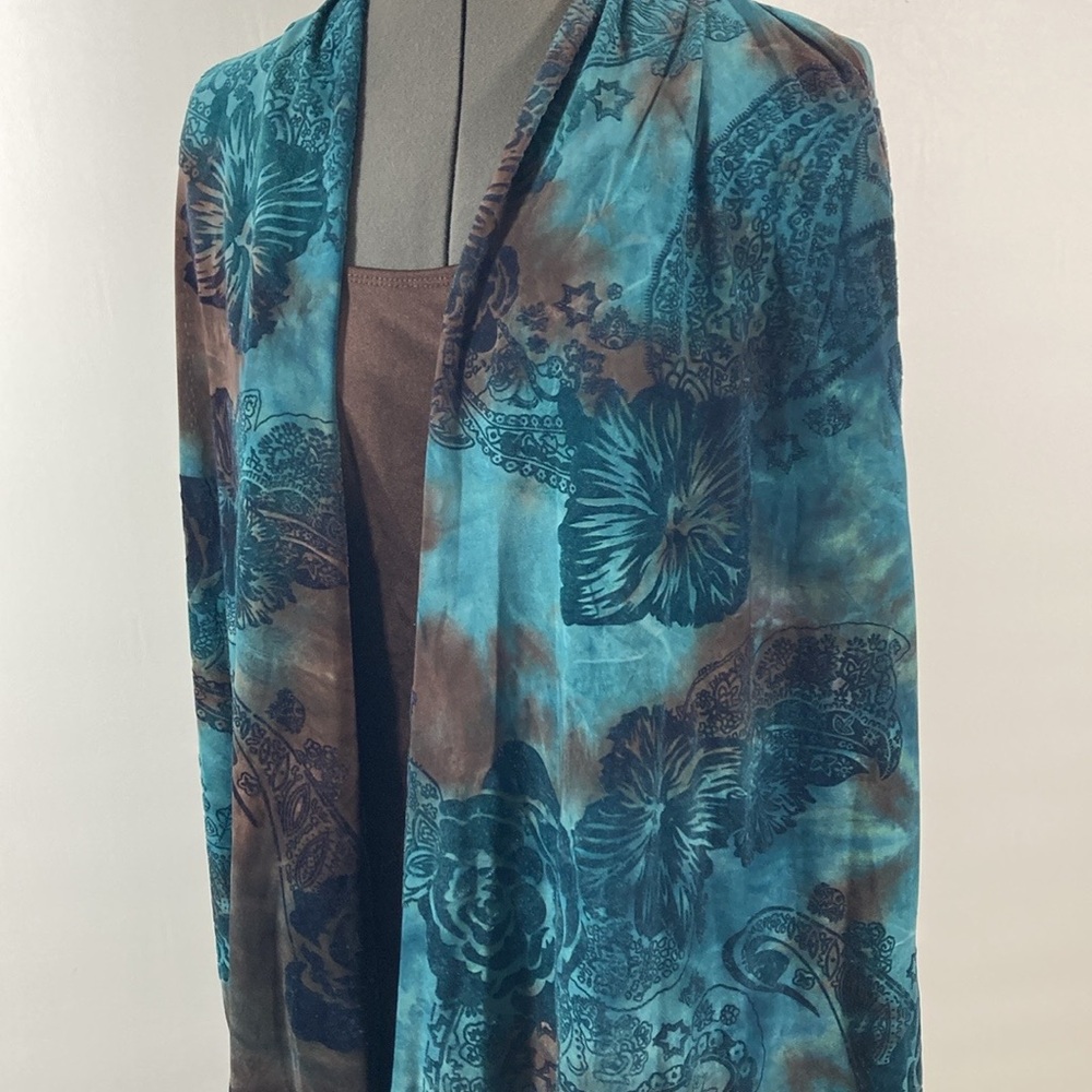 Cato Woman Jacket Size 14/16 W Brown & Aqua  Brown Set In Look of Two Piece